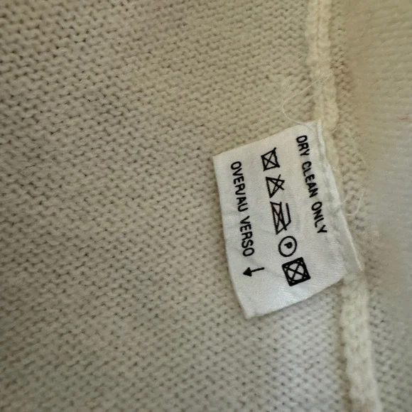Liz‎ Claiborne Collection Cream Merino Wool Sweater Beaded Floral Embroidered M - Picture 7 of 10